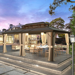 EROMMY 12'x20' Hardtop Gazebo, Outdoor Polycarbonate Double Roof Canopy, Aluminum Frame Permanent Pavilion