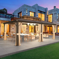 EROMMY 12'x20' Hardtop Gazebo, Outdoor Polycarbonate Double Roof Canopy, Aluminum Frame Permanent Pavilion