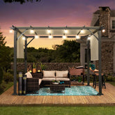 10 Ft. W X 10 Ft. D Outdoor Pergola With Sun Shade Canopy Patio Porch Garden Beach Sun Shade Grill Grape Gazebo