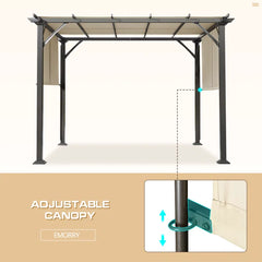 10 Ft. W X 10 Ft. D Outdoor Pergola With Sun Shade Canopy Patio Porch Garden Beach Sun Shade Grill Grape Gazebo