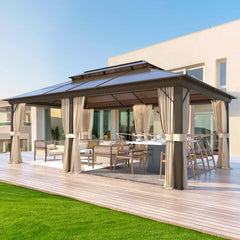 EROMMY 12'x20' Hardtop Gazebo, Outdoor Polycarbonate Double Roof Canopy, Aluminum Frame Permanent Pavilion