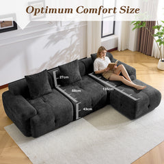 EROMMY 104'' Modular Sectional Boneless Couch, L Shaped Corner Sofa with Deep Seat&Wide Armrest Design, Cloud Couch for Living Room, Bedroom, No Assembly Required , Black
